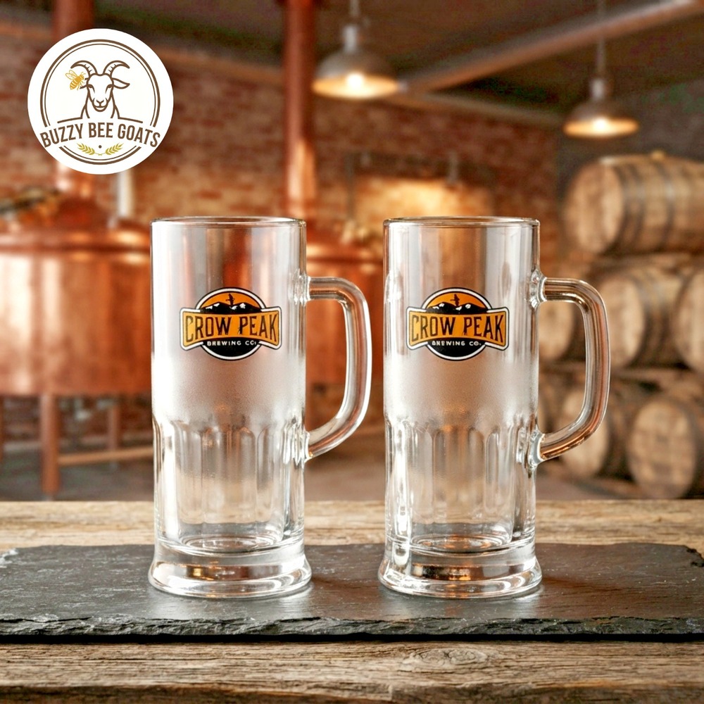 Set of 2 Crow Peak Brewing Company Craft Beer Glass Mugs Black Hills SD